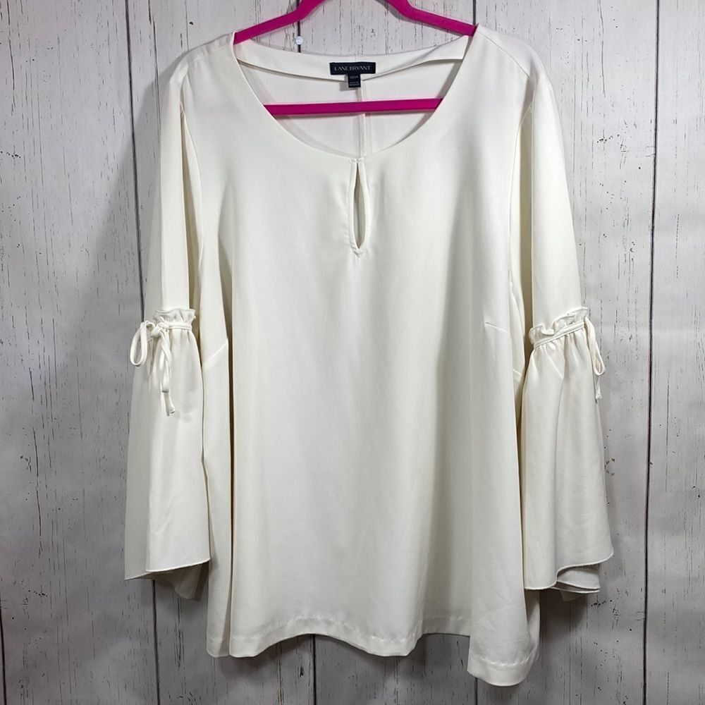 Lane Bryant Cream Bell Sleeve Blouse Size 22/24 Boho Cottagecore Cottagecore